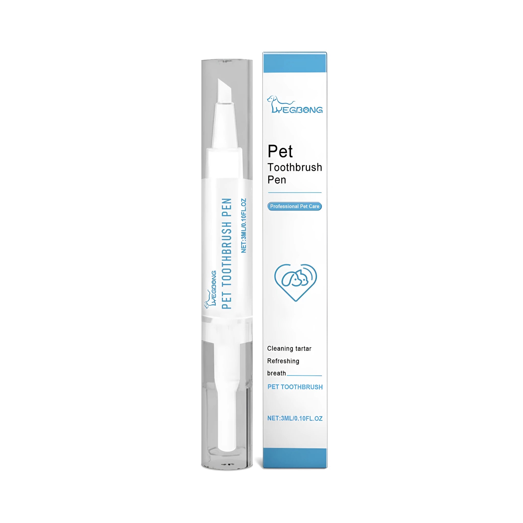 Pet teeth cleaning brush with silicone handle measuring 12.5cm long and 1.1cm diameter