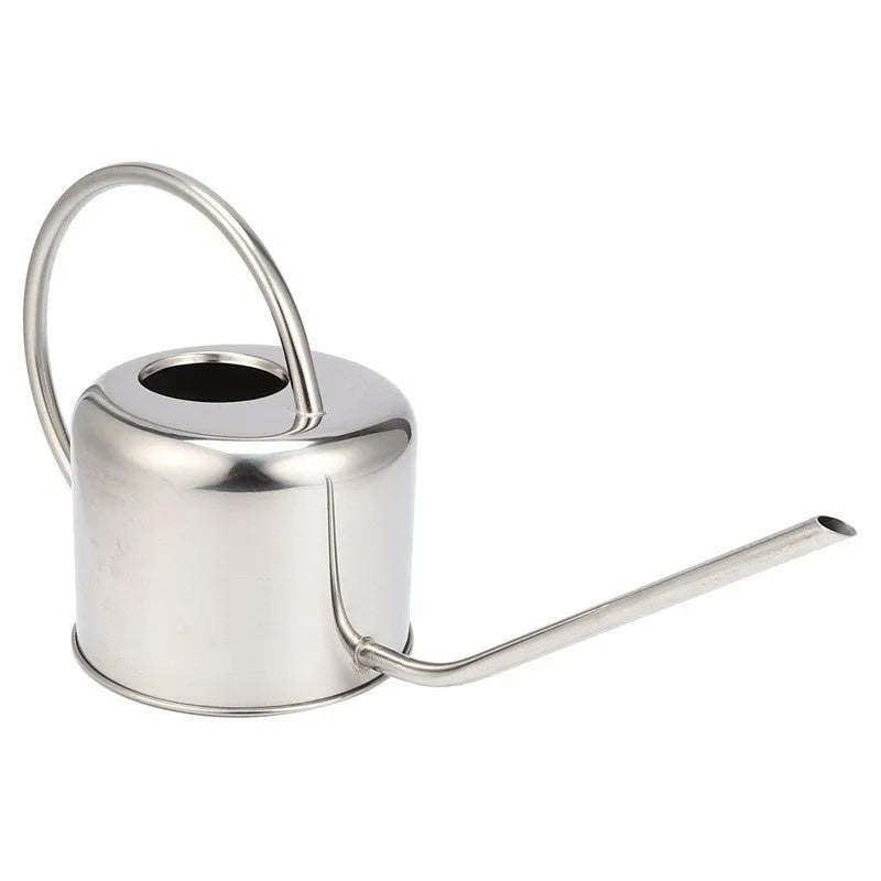 Stainless steel watering can with a long spout, shown in a choice of black, gold, or metallic finish.