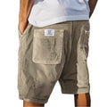 Men's straight-leg corduroy shorts with embroidery marks and multiple pockets in various colour options