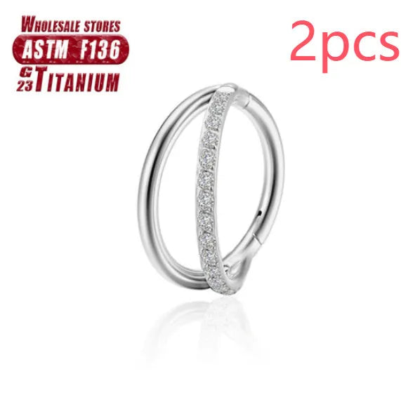 Titanium alloy fork nose ring body jewellery in silver colour.