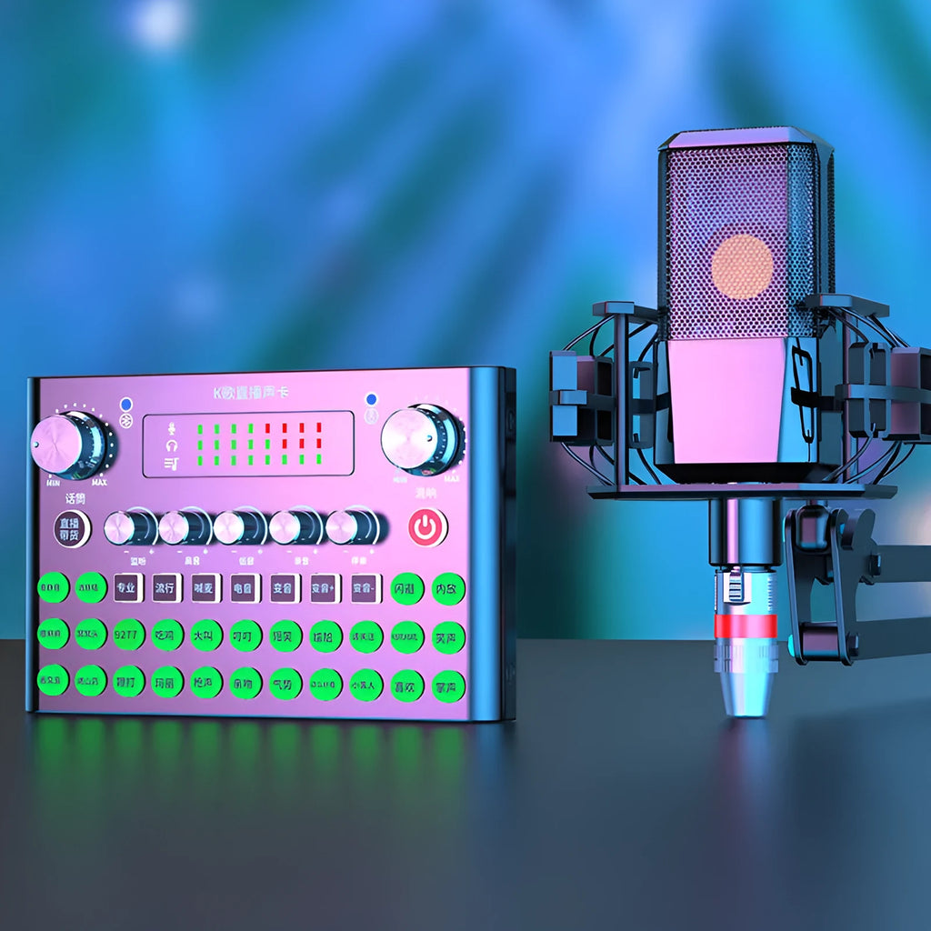 F007plus USB sound card with integrated condenser microphone on adjustable bracket