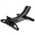 Black ABS plastic wall-mounted bike parking rack holder for road and mountain bicycles.