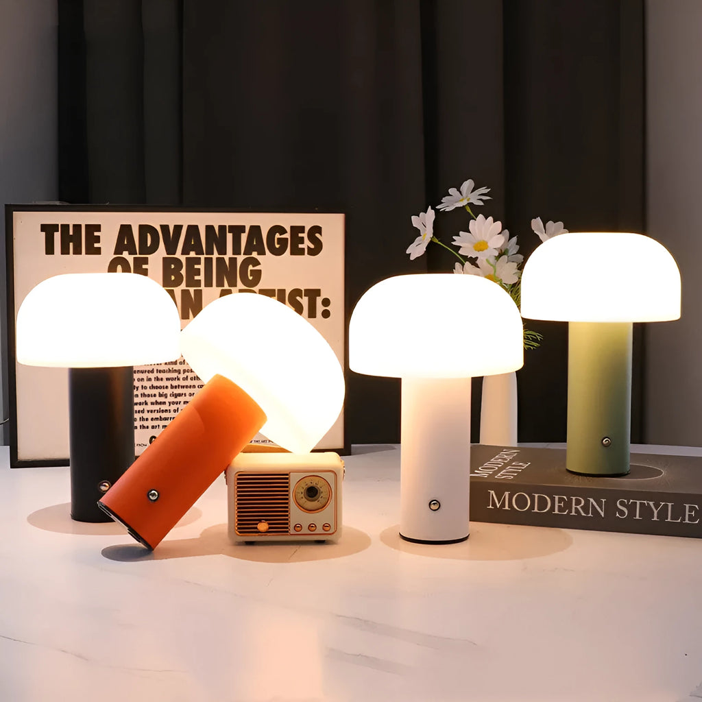 USB-powered atmosphere table lamp in choice of black, green, orange, or white colours
