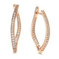 A pair of geometric drop earrings with a clear zircon stone and copper posts, colour H0493.