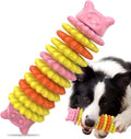 Blue caterpillar-shaped rubber dog chew toy for aggressive chewers, shown with textured surface.