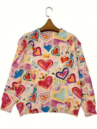 Loose-fit lapel-collar top for digital printing in polyester fabric