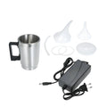 Automobile headlamp renovation kit with stainless steel parts including cups with elbow covers and dual-use funnels with power adapters