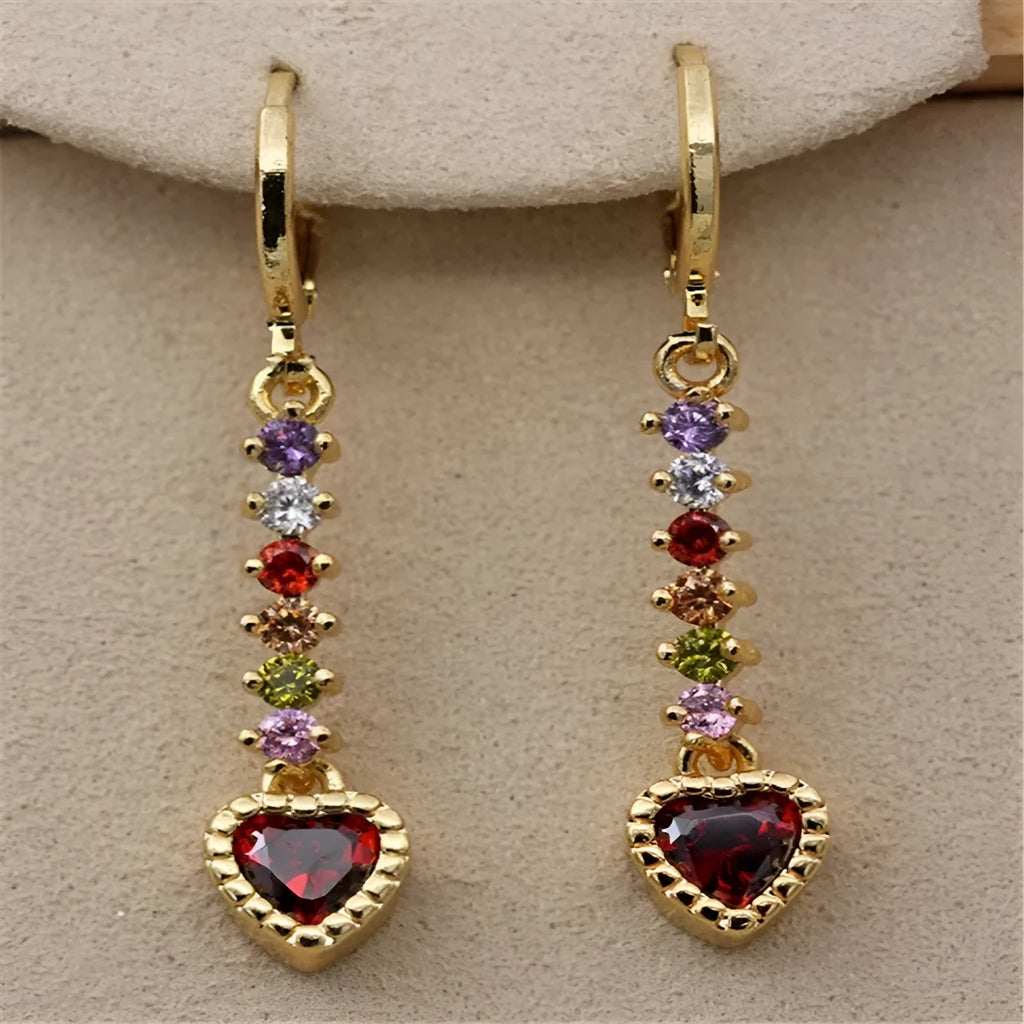 Gold and silver heart shaped alloy earrings for women with electroplated finish