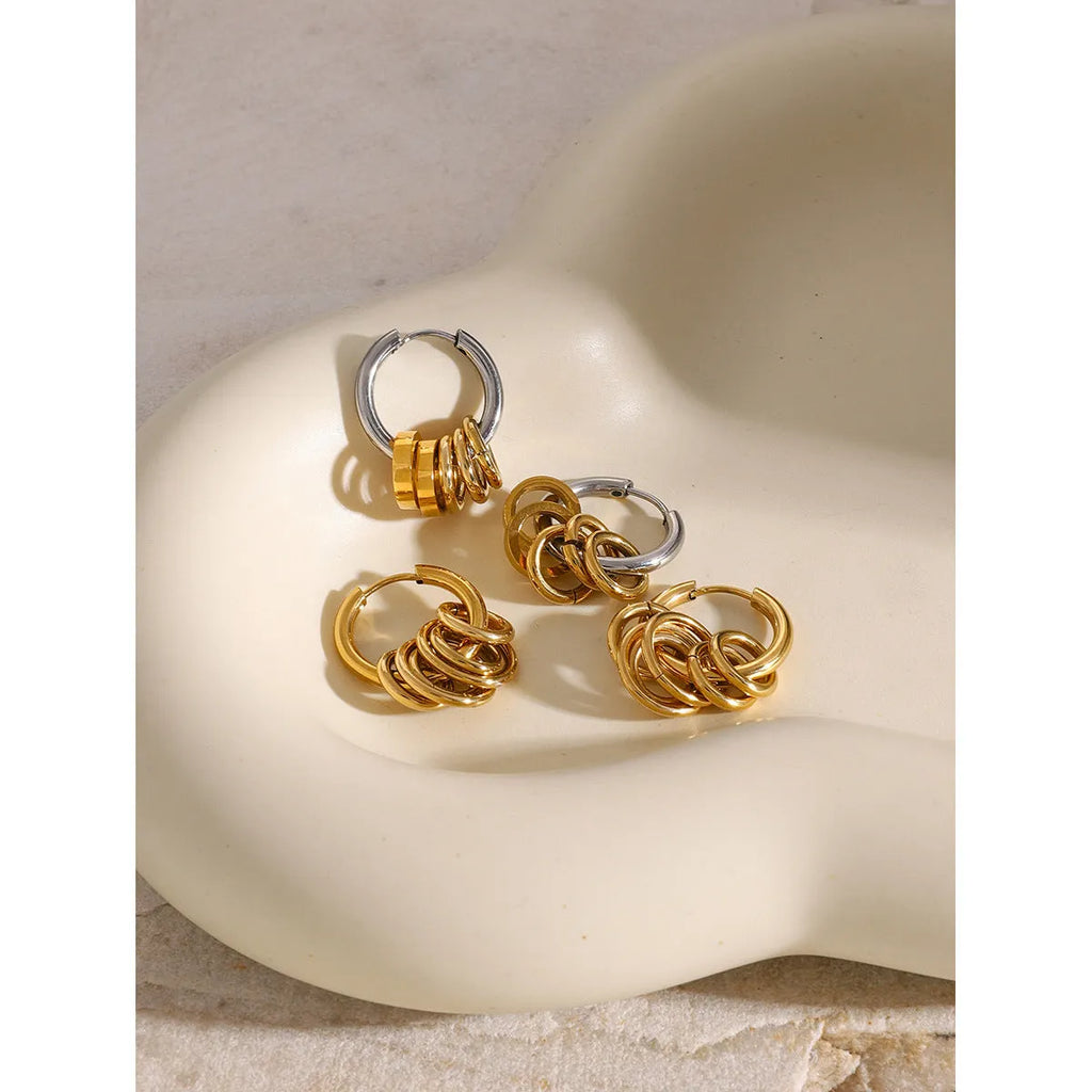 Ins style stainless steel earrings with electroplated metallic finish in two colour options