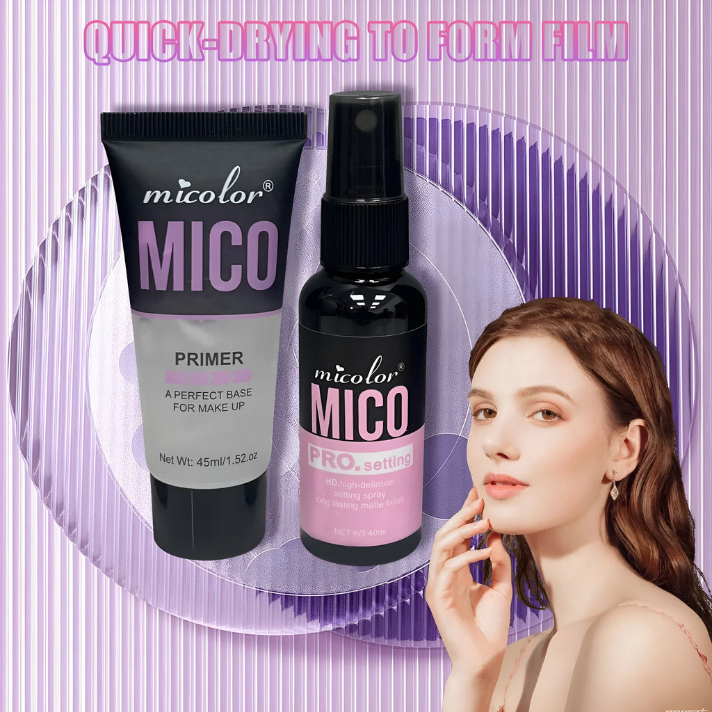 Makeup primer and setting spray two-in-one kit with 45ml and 40ml bottles