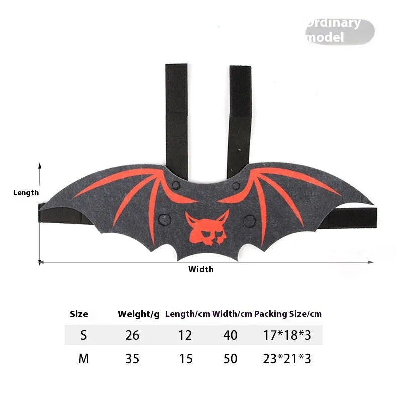 Halloween cat costume with bat wings in orange, red, or white felt material