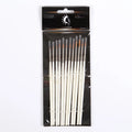 Set of 12 fluorescent pearl white nylon wool hook art brushes in a solid wood pen holder.