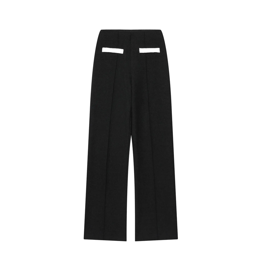 Women's beaded round neck top and high-waisted trousers street fashion suit set