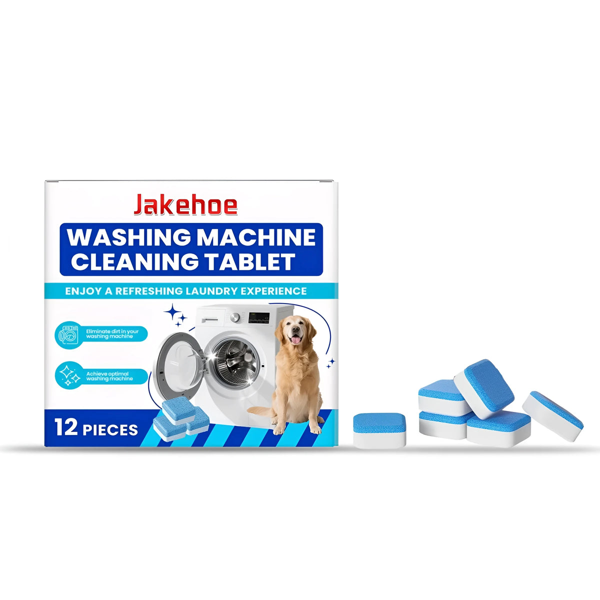 12 washing machine cleaning tablets in pack with sodium bicarbonate and citric acid formula