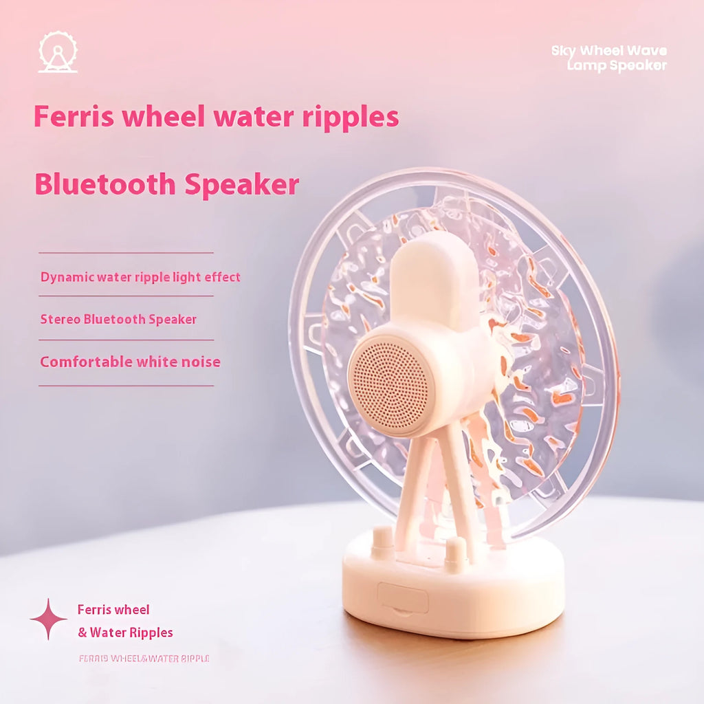White or pink Ferris wheel water ripple design Bluetooth speaker atmosphere light with coloured LEDs.