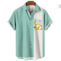 Men's striped Hawaiian casual shirt in polyester with button front and short sleeves