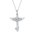 Women's casual wings cross stethoscope necklace in electroplated copper with red diamond or white diamond finish