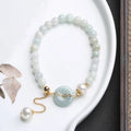Natural jade emerald peace buckle pearl bracelet for women with round pendant