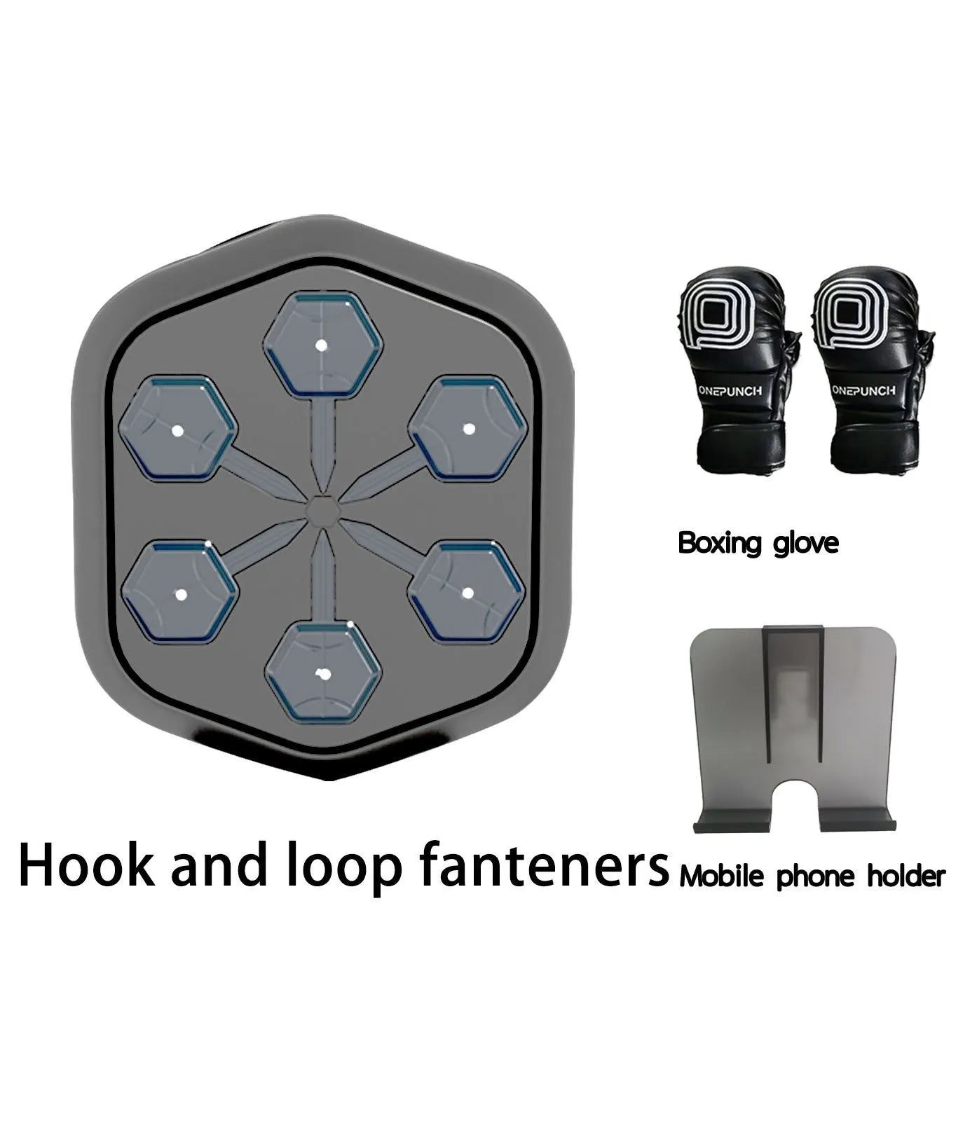 Black smart music boxing machine with Bluetooth, EVA construction, 200kg capacity.