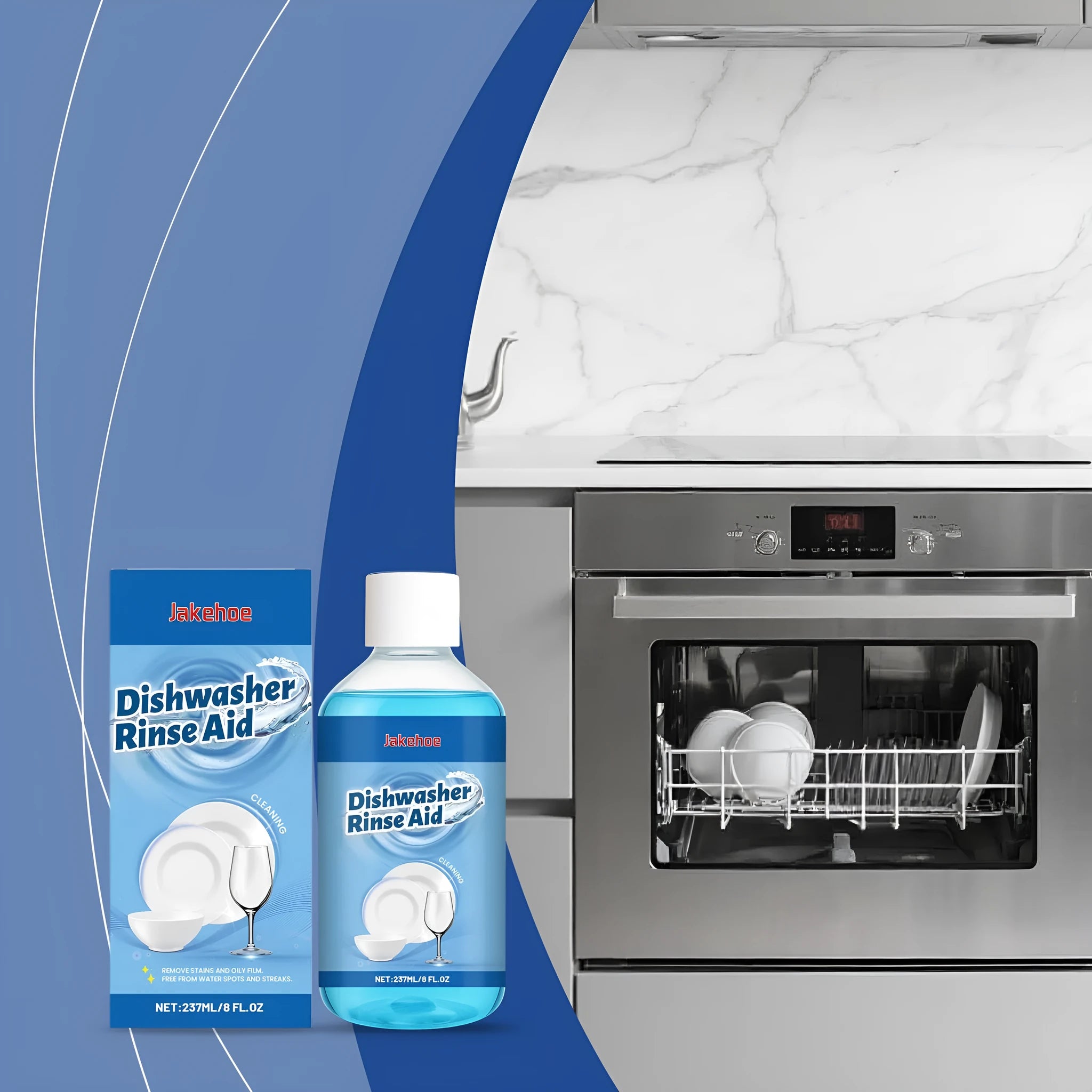 237mL dishwasher detergent cleaner bottle for stain and oil removal on kitchenware