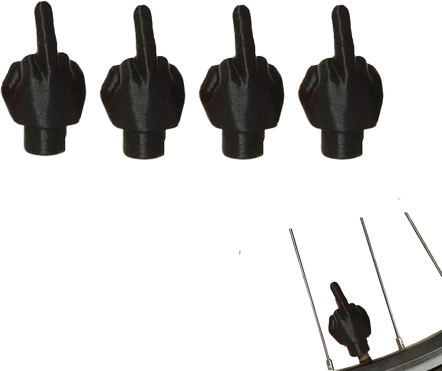 Four latex tyre valve dry caps showing black and skin tone finishes for car wheel protection