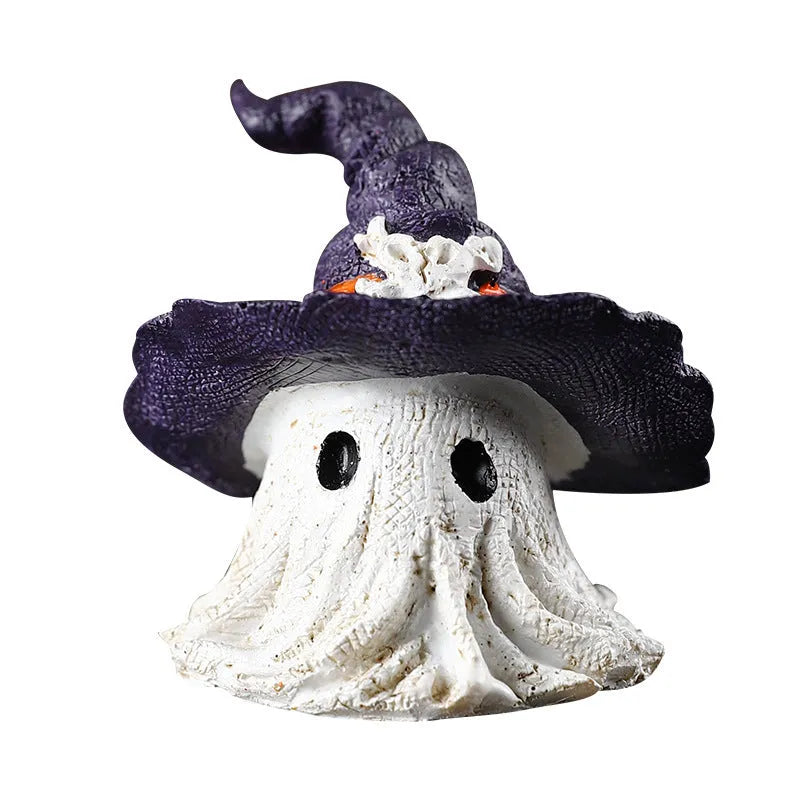 Resin wizard hat ornament in black and purple colours for Halloween and Christmas decorations
