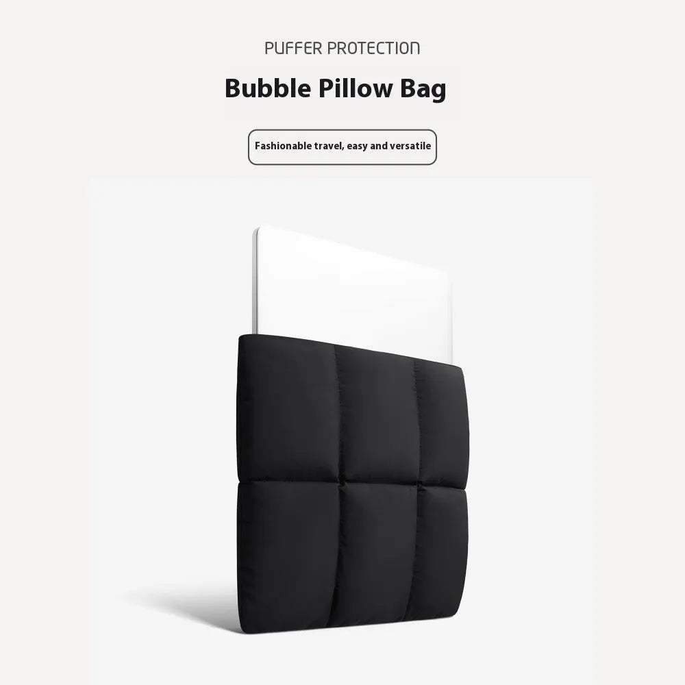 Soft fluffy polyester laptop sleeve in black or khaki for 13 to 15.6 inch laptops.