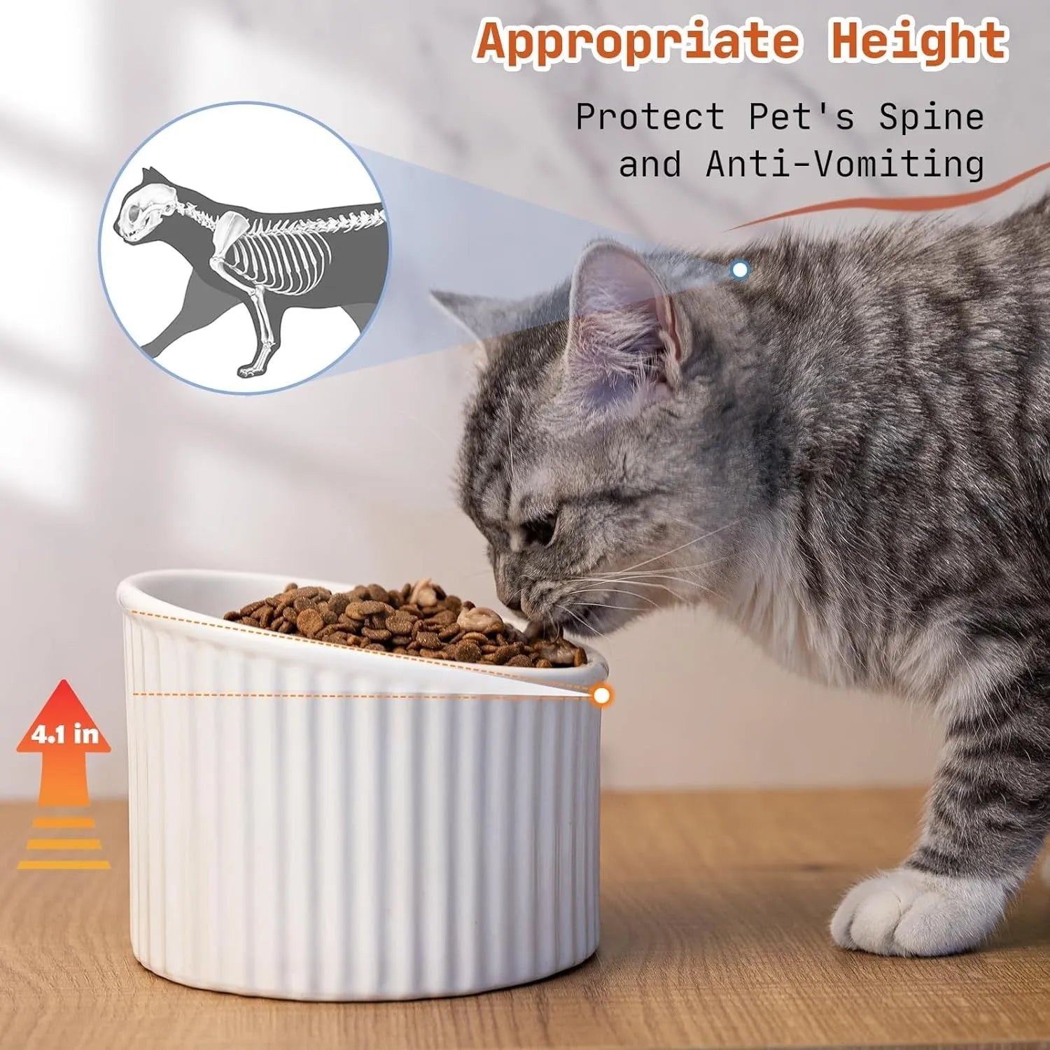 Ceramic elevated cat bowl in green colour with raised feeding design