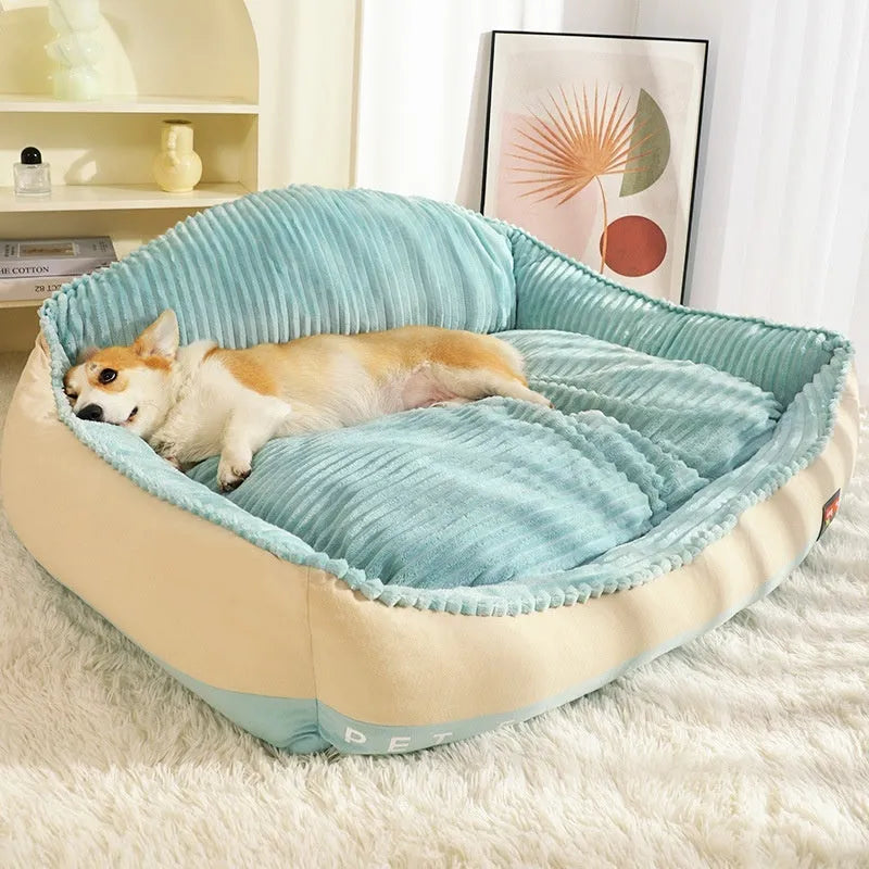 Morandi colour kennel-style dog bed with removable washable cover in medium and large sizes