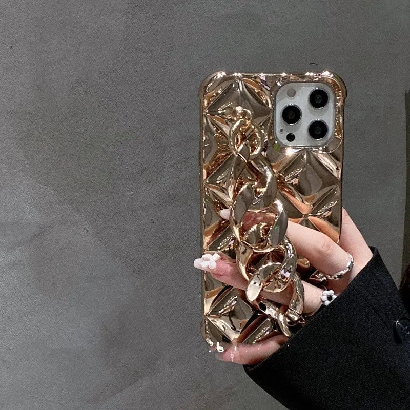Gold chain fall proof TPU rear cover phone case for compatible iPhone models