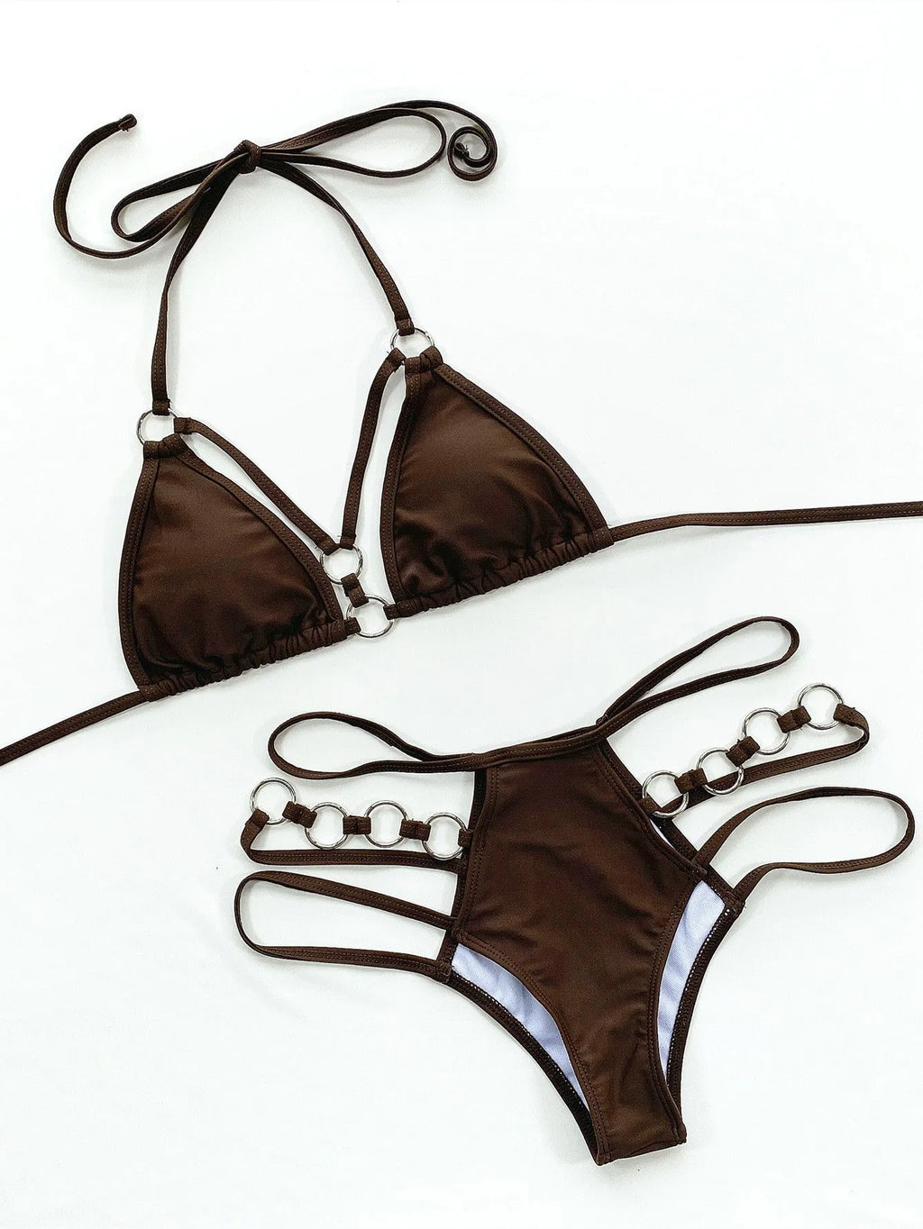 Women's separated bikini swimwear set in multiple colours with nylon fabric construction