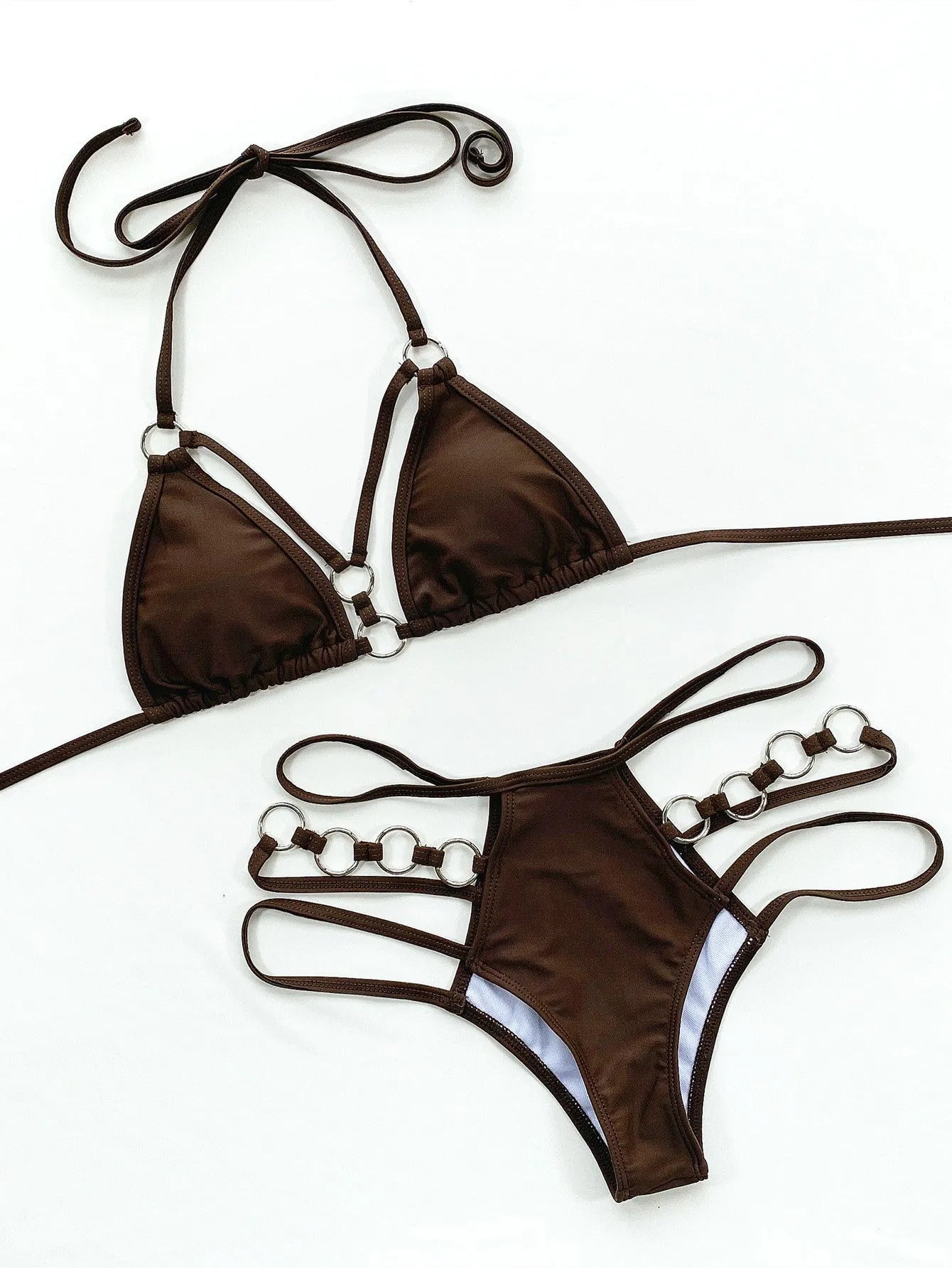 Women's separated bikini swimwear set in multiple colours with nylon fabric construction