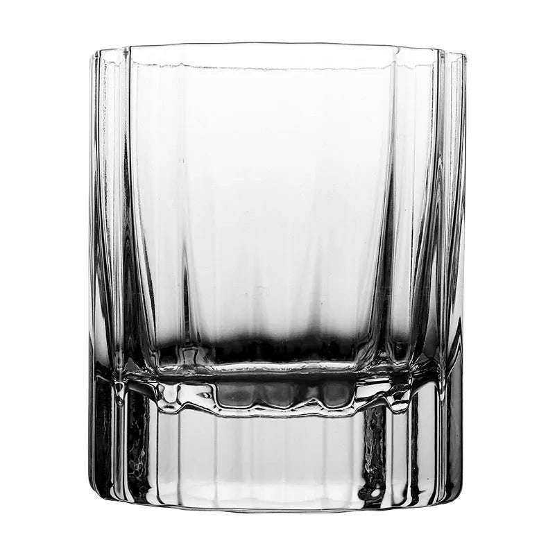 Crystal whiskey glass with thick bottom and lace design, 301-400ml capacity, single glass