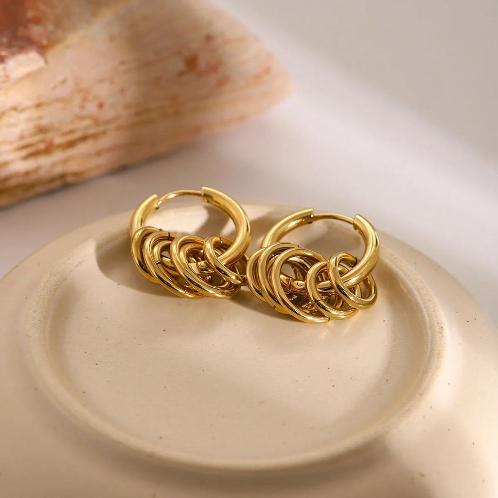 Ins style stainless steel earrings with electroplated metallic finish in two colour options