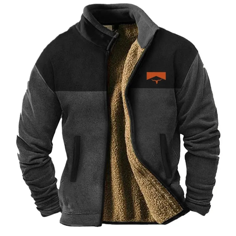 Men's polyester padded coat with fleece lining in regular length with blue, green, or light brown colour options