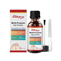 30ml bottle of nail care solution and a metal nail file on a white background