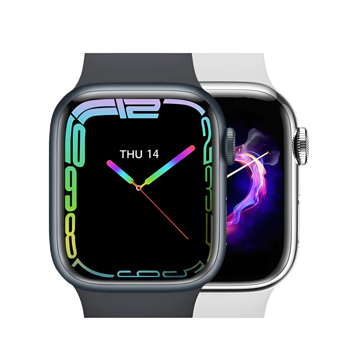 Smart watch with Bluetooth calling and NFC in black, silver gray, or pink, with charging cable and manual