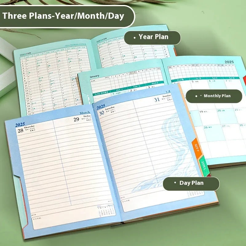 Striped PU leather notepad open to show 80g wood-free paper with eight colour options displayed