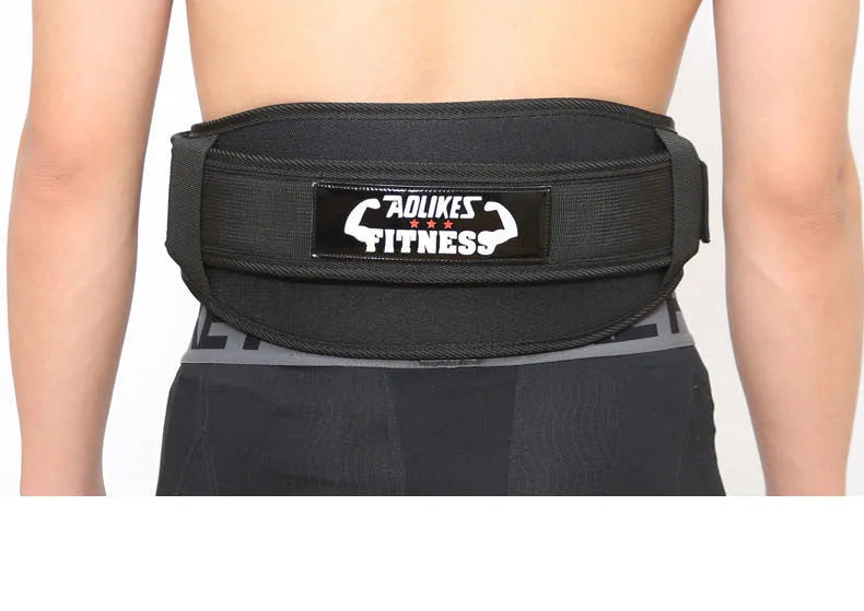 Nylon fitness weightlifting waistband with adjustable closure in black colour
