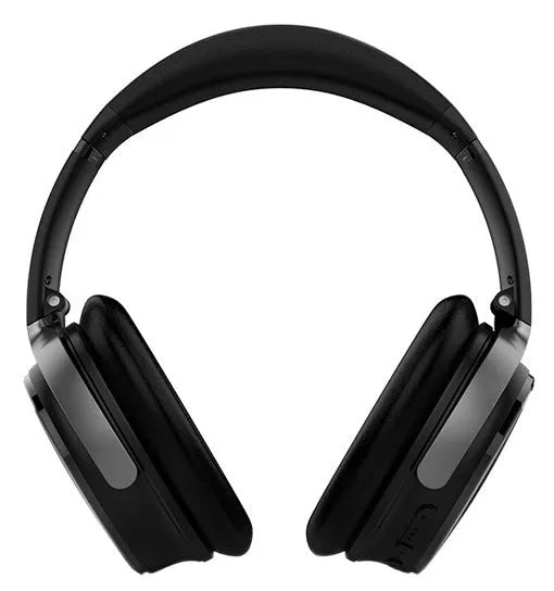 Black wireless noise reduction Bluetooth headset with aptX, 10m range, and included 3.5mm audio cable.