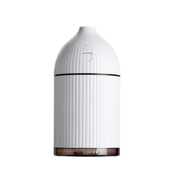 White ultrasonic aromatherapy diffuser with LED light and 300ml capacity for home use