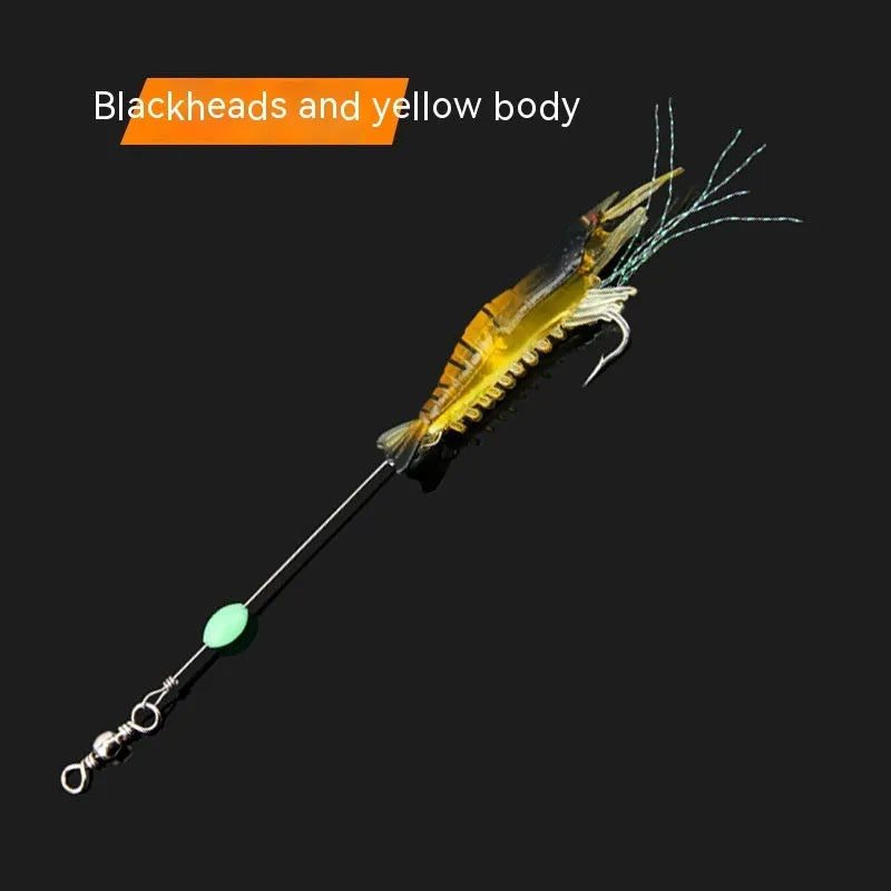 Luer soft fishing lure with attached hook in six colour variations including luminous options for freshwater fishing