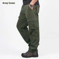 Men's thick cotton work overalls with wool lining and loose-fit straight leg design in khaki colour
