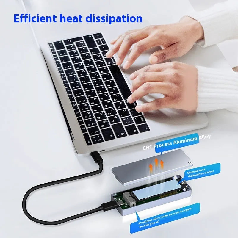 Type-C M.2 NVMe to USB solid state hard drive cartridge enclosure with aluminium alloy body and installation tools