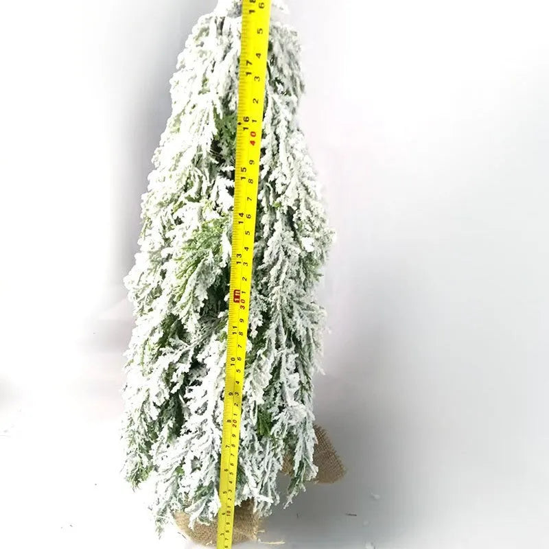 24-inch desktop artificial Christmas tree with LED lights and PE snow decoration