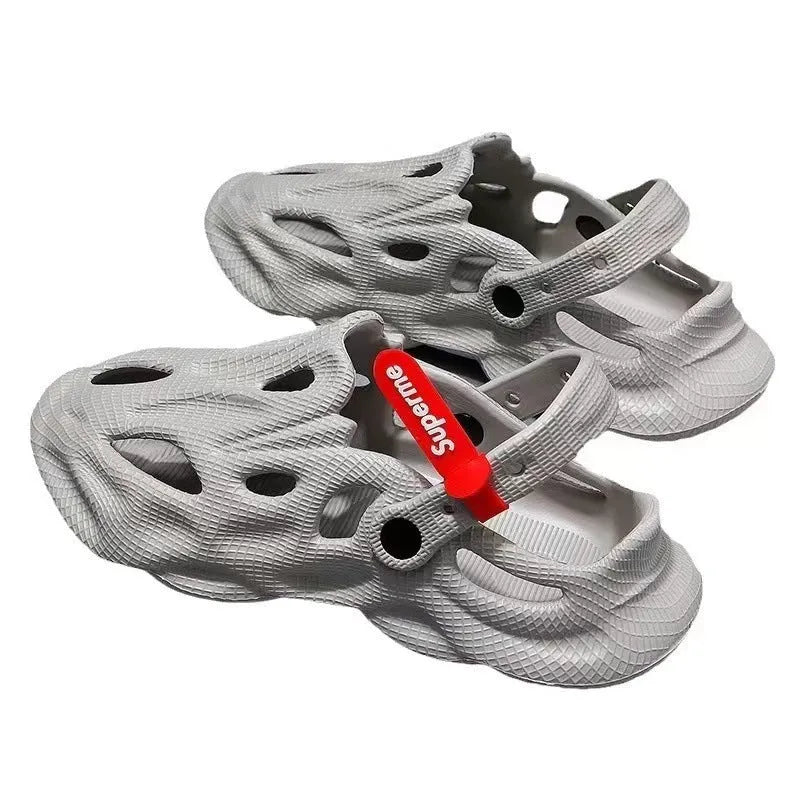 Coconut fibre slippers with closed toe design in EVA material showing grey, black, white, and khaki colour options