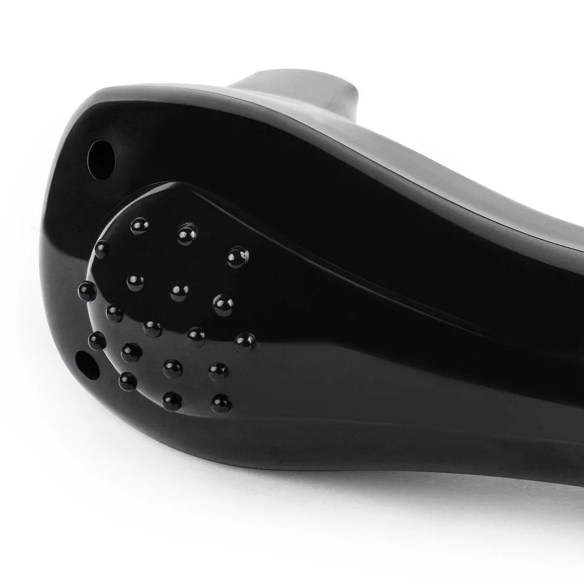 Black folding electric body shaver with pivoting head in closed position