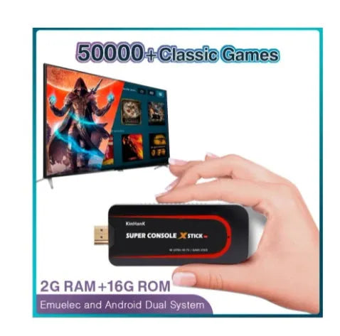 New version retro game console with HDMI port on a black background.