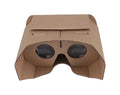 White cardboard virtual reality glasses headset for smartphones with 3D lens viewing.