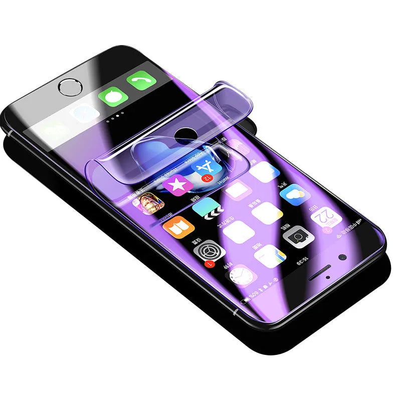 Purple curved hydrogel screen protector for Samsung Galaxy phones with matte finish